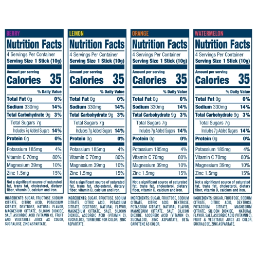 DripDrop Hydration - Electrolyte Powder Packets - Watermelon, Berry, Orange, Lemon - 32 Count