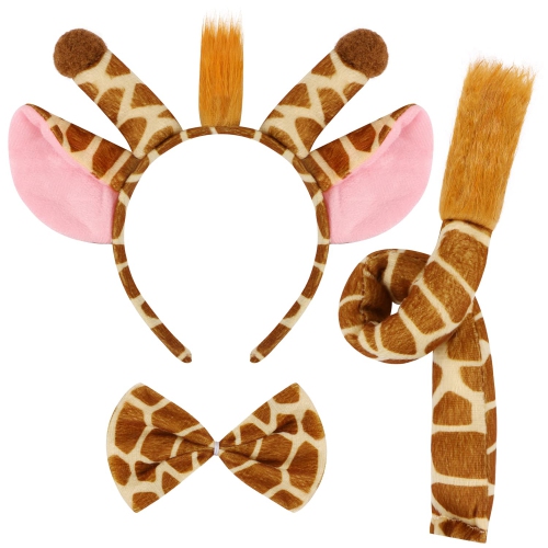 Ensemble girafe - serre-tête oreilles, queue et noeud papillon pour fête  d'habillage d'animal - parfait anniversaire ou accessoires de fête