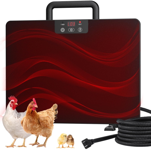 Energy Efficient Chicken Coop Heater with Handle Radiant Heat Panel, 5 Timing Settings, 3