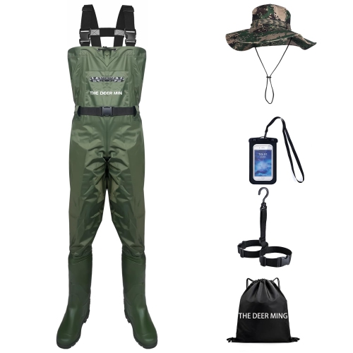 Durable Fishing Chest Waders with Boot Rack - Ideal for Outdoor Hunting -  Double Nylon Mesh Material - Size M6/W8