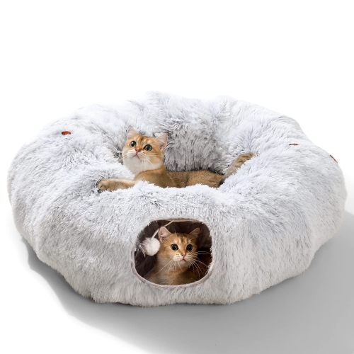 Cozy Winter Cat Tunnel & Bed Combo - Perfect for Indoor Cats