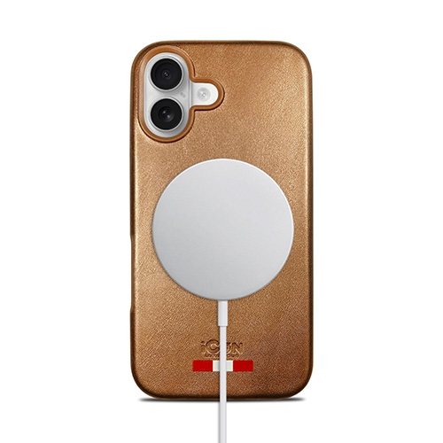 Étui MagSafe en cuir Desert de première qualité découpé avec logo pour iPhone 16