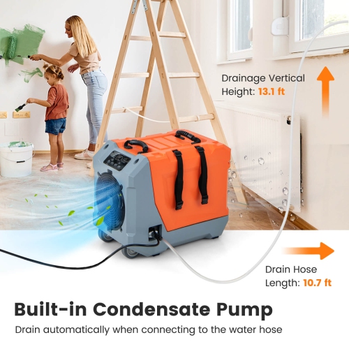 Costway 180 PPD Commercial Dehumidifier Crawl Space Dehumidifier with Pump & Drain Hose
