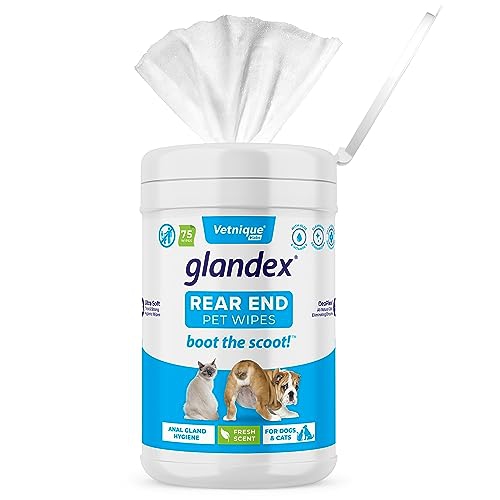 Glandex – Lingettes nettoyantes et désodorisantes hygiéniques pour chiens  et chats avec vitamine E, conditionneurs et aloès (75ct)