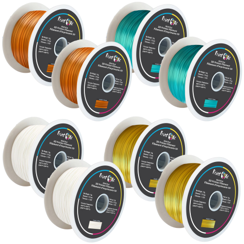 3D Filament EN SOIE PLA 8 paquets 2 blanc, 2 orange, 2 jaune et 2 vert couleurs 1,75&nbsp;mm diamètre chaque poids 1&nbsp;kg Net PRINTOXE marque