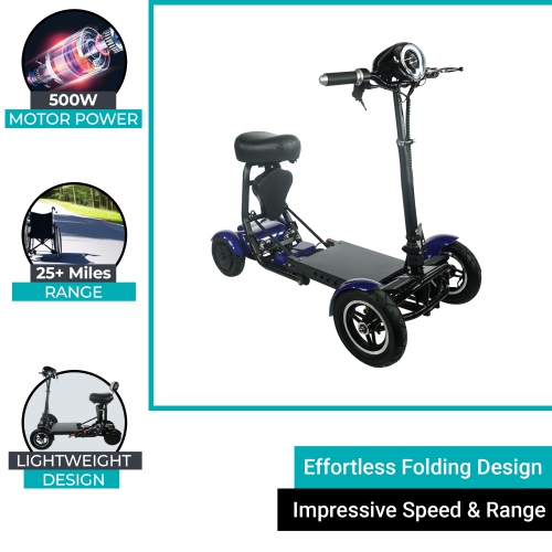 MS-3000 Foldable Mobility Scooter | Lightweight & Easy-Store, High-Performance Eco-Friendly, Up to 40 km Range | Adjustable Comfort Seat | Robust