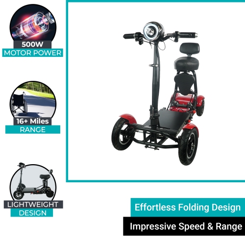 MS-3000 Foldable Mobility Scooter | Lightweight & Easy-Store, High-Performance Eco-Friendly, Up to 25 km Range | Adjustable Comfort Seat | Robust