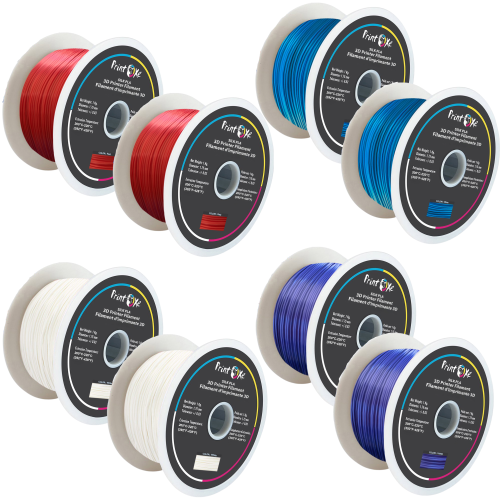3D Filament EN SOIE PLA 8 paquets de 2 blanc, 2 violet, 2 rouge et 2 couleurs bleues 1,75 mm diamètre chaque poids 1 kg Net Total Net