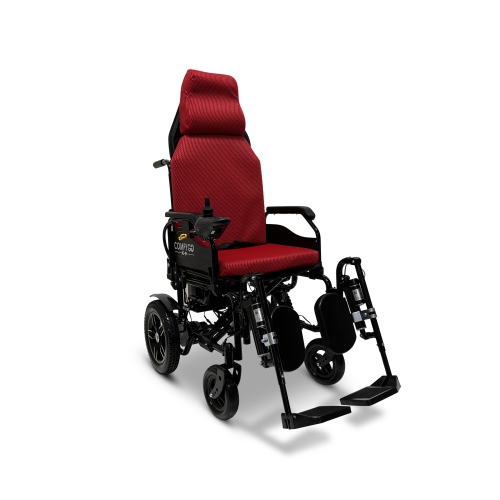 COMFYGO X-9 Remote-Controled Electric Wheelchair | Automatic Reclining Backrest & Lifting Leg Rests | Dual Motors, 27 Km Range | 360° Joystick | Lightweight & Portable - Red