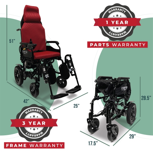 X-9 Remote-Controled Electric Wheelchair | Automatic Reclining Backrest & Lifting Leg Rests | Dual Motors, 27 km Range | 360° Joystick | Lightweight
