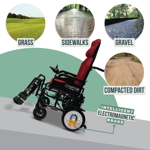 X-9 Fauteuil roulant électrique à télécommande | dossier inclinable et repose-pieds de levage automatiques | moteurs doubles, gamme 16&nbsp;km |