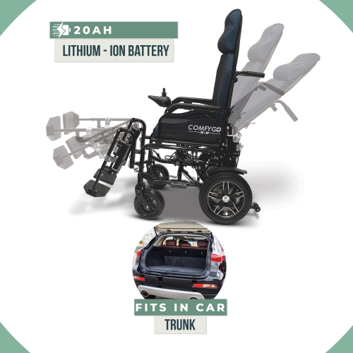 X-9 Remote-Controled Electric Wheelchair | Automatic Reclining Backrest & Lifting Leg Rests | Dual Motors, 16 km Range | 360° Joystick | Lightweight