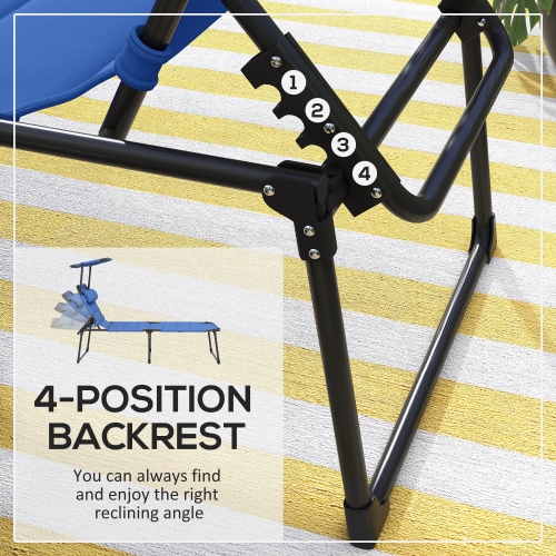 Outsunny Folding Chaise Lounge with Adjustable Sunroof, Outdoor Quick Dry Padded Tanning Chairs with Headrest, Reclining Back Outdoor Lounge Chair,