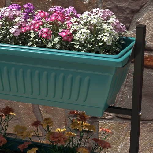 Outsunny 4-Tier Vertical Raised Garden Bed with 4 Planter Boxes, Wheels, Outdoor Plant Stand Grow Container with Leaking Holes for Balcony Patio