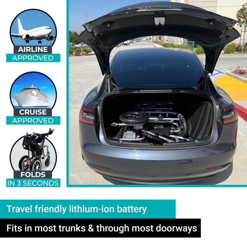 X-7 ComfyGO Electric Wheelchair | Ultra-Light, Foldable, Dual Motor | Up to 16 km Range | Easy 360° Control with LCD Display Travel Ready | Black