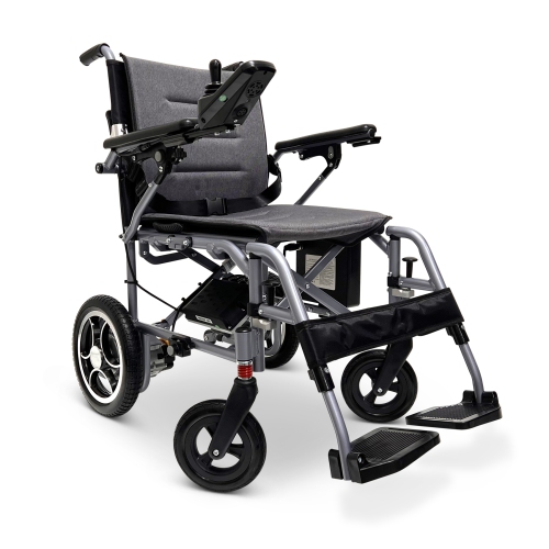 X-7 ComfyGO Electric Wheelchair | Ultra-Light, Foldable, Dual Motor | Up to 16 km Range | Easy 360° Control with LCD Display Travel Ready | Silver