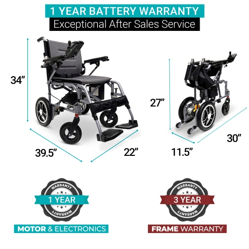 X-7 ComfyGO Electric Wheelchair | Ultra-Light, Foldable, Dual Motor | Up to 16 km Range | Easy 360° Control with LCD Display Travel Ready | Silver