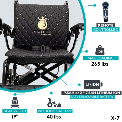 X-7 MAX Limited Edition ComfyGO Electric Wheelchair | Ultra-Light, Foldable, Dual Motor | Up to 30 km Range | Easy 360° Control with LCD Display