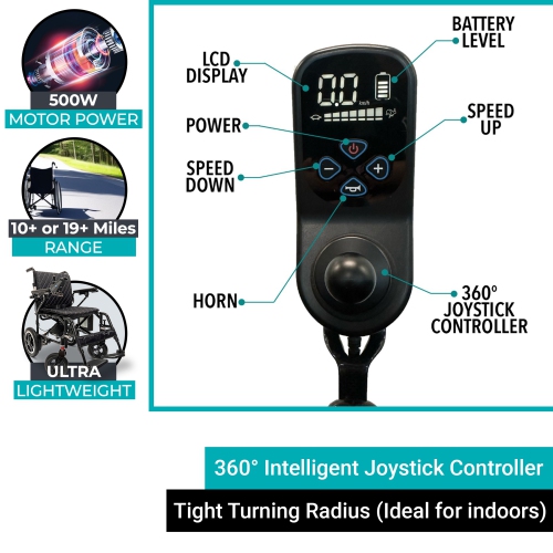 X-7 Limited Edition ComfyGO Electric Wheelchair | Ultra-Light, Foldable, Dual Motor | Up to 16 km Range | Easy 360° Control with LCD Display