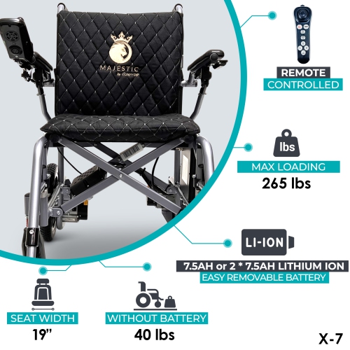 X-7 Limited Edition ComfyGO Electric Wheelchair | Ultra-Light, Foldable, Dual Motor | Up to 16 km Range | Easy 360° Control with LCD Display