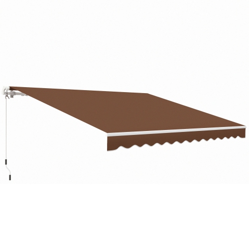 Image 1 de 9.. Abri pare-soleil rétractable de terrasse de 12 x 10 pi avec manivelle manuelle, tissu résistant à l'eau et aux rayons UV et cadre en aluminium pour