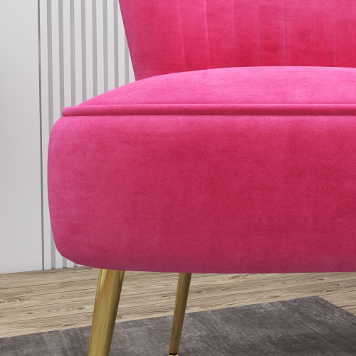 HOMCOM Modern Armless Accent Chair, Upholstered Slipper Chair for Bedroom, Velvet Wingback Living Room Chair with Gold Steel Legs and Tufted Back,