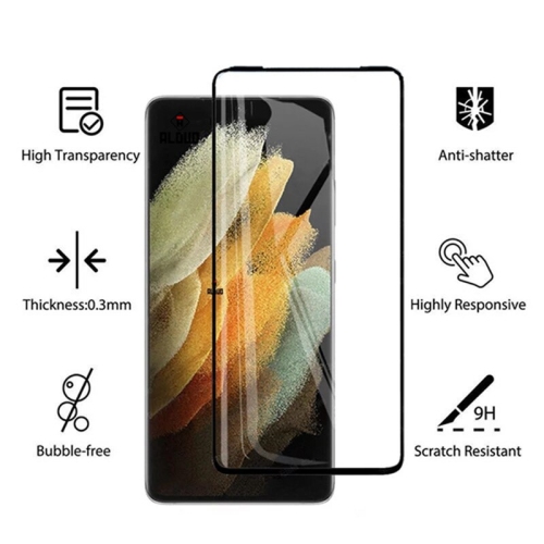 Protecteur d'écran en verre trempé protecteur d'écran noir pour Galaxy S21 Ultra de Samsung