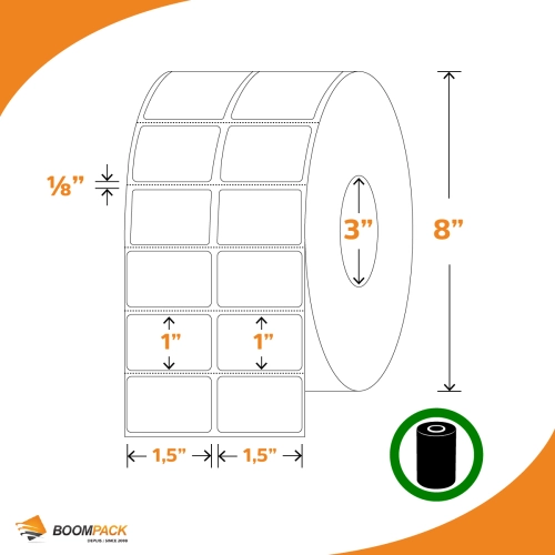 THERMAL TRANSFER LABELS 1.5x 1 2 ACROSS E-150100-TT-2AC 8ROLLS/CS