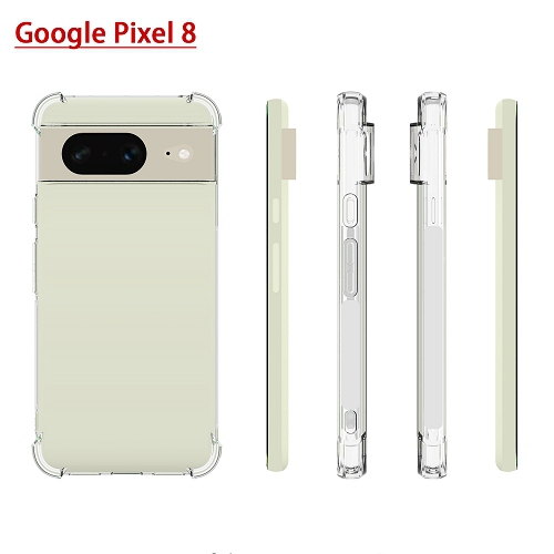 TopSave Extra Corner Bumper Soft Rubber Gel TPU Case For Google Pixel 8, Clear