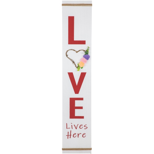 NORTHLIGHT  39.25"love Lives Here" Wooden Valentine's Day Porch Board Sign Decoration