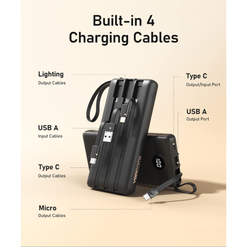 Chargeur portatif avec câble intégré