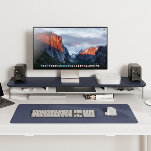 FENGE 2-Tier Acrylic Dual Monitor Stand Monitor Riser,Computer Stand Sturdy and Transparent for Home, Office and Business,Blue