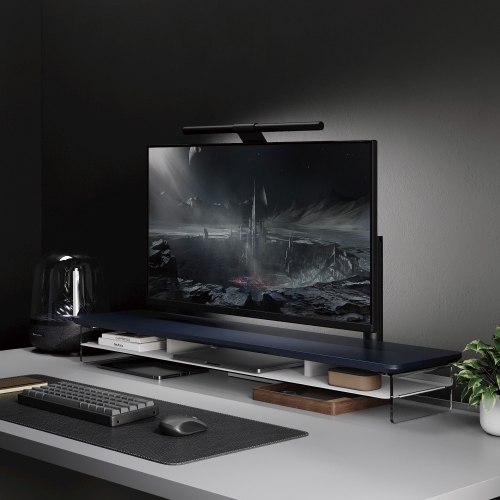 FENGE 2-Tier Acrylic Dual Monitor Stand Monitor Riser,Computer Stand Sturdy and Transparent for Home, Office and Business,Blue