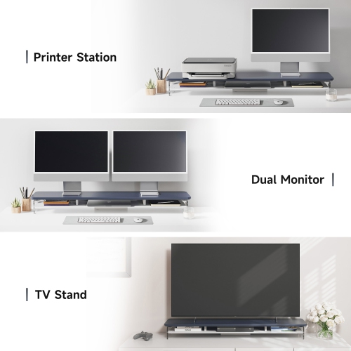 FENGE 2-Tier Acrylic Dual Monitor Stand Monitor Riser,Computer Stand Sturdy and Transparent for Home, Office and Business,Blue