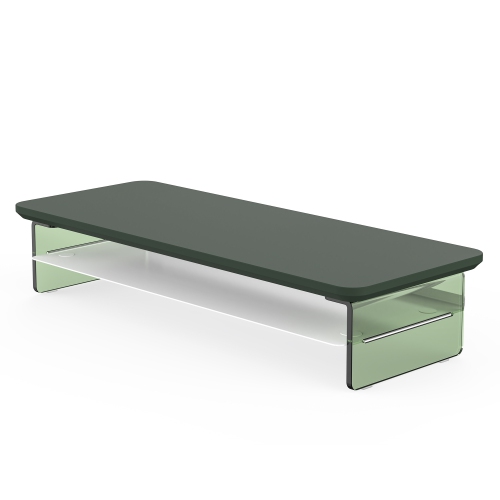 Fenge Acrylic Monitor Stand Riser, 23.6 Inches Dual Acrylic Monitor Stand for 2 Monitors, 2 Tier Acrylic Computer Riser with Storage,Green