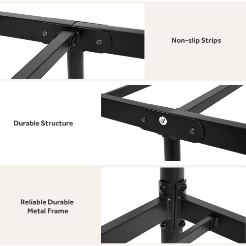 Cadre de lit jumeau de 14 po de hauteur avec tête de lit, cadre de lit en métal robuste et bandes antidérapantes