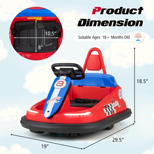 Costway 6V Electric Kids Ride-on Bumper Car with 360° Spinning Dual Motors 2 Speeds