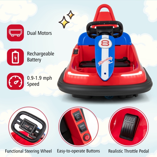 Costway 6V Electric Kids Ride-on Bumper Car with 360° Spinning Dual Motors 2 Speeds