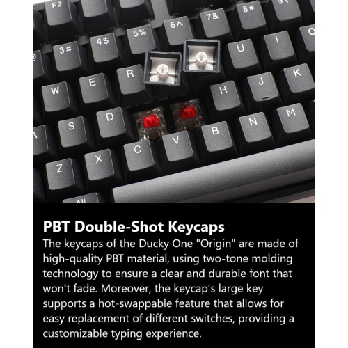 Ducky Origin Black Partial Hot-Swappable Mechanical Gaming Keyboard Cherry MX Blue Switch Full-Size
