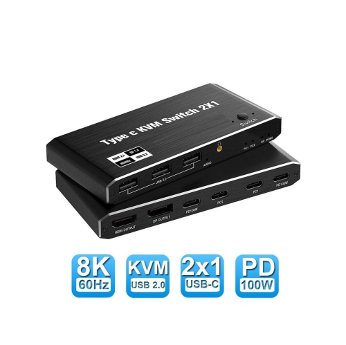 Commutateur KVM USB type-c 4K @ 60Hz, commutateur USB C pour 2