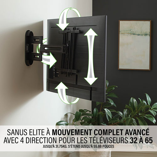 SANUS Elite 32"-65" Advanced Full-Motion 4D + Shift TV Wall Mount