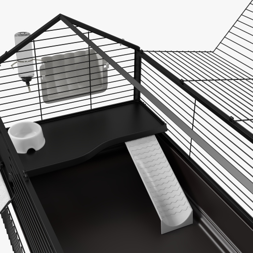 PawHut Guinea Pig Cage with Foldable Detachable Playpen, Rolling Rabbit Chinchilla Hedgehog Bunny Cage Small Animal Habitat with Water Bottle, Hay