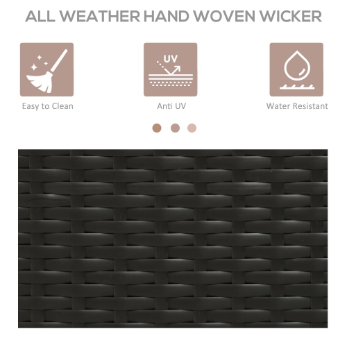 Outsunny Patio Storage Cabinet, Outdoor Towel Rack for Pool, Waterproof PE Rattan Wicker, Hot Tub Accessory, with Basket Drawer, Dark Brown