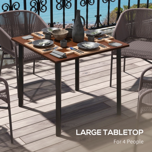 Outsunny 31.5" Aluminium Patio Table with Umbrella Hole for 4 People, Square Outdoor Dining Table for Backyard Lawn Balcony, Brown