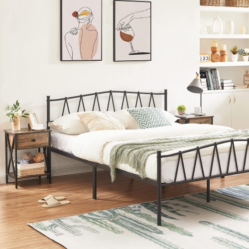 Table de bout moderne avec tablette de rangement et tiroir pour chambre à coucher - Brun - Ensemble de 1