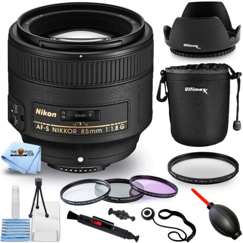 NIKON  Af-S Nikkor 85MM F/1.8G Lens 2201 + Filter Kit + Lens Pouch Bundle