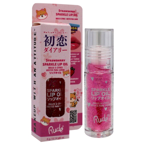 Manga Collection Sparkle Lip Oil - Strawberry by Rude Cosmetics for Women 0.14 oz Lip Oil