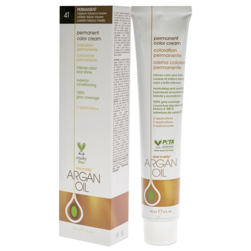Crème de couleur permanente à l'huile d'argan - 4T brun Tobacoo moyen par un n seulement pour unisexe - colorant capillaire 3&nbsp;oz