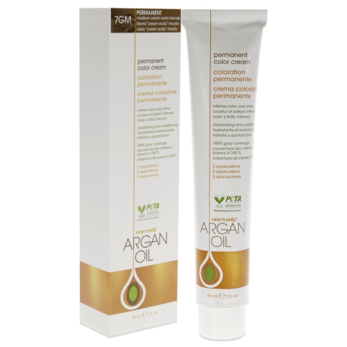 Crème de couleur permanente à l'huile d'argan - 7GM blond moyen crème de One n Only for unisexe - colorant capillaire 3&nbsp;oz