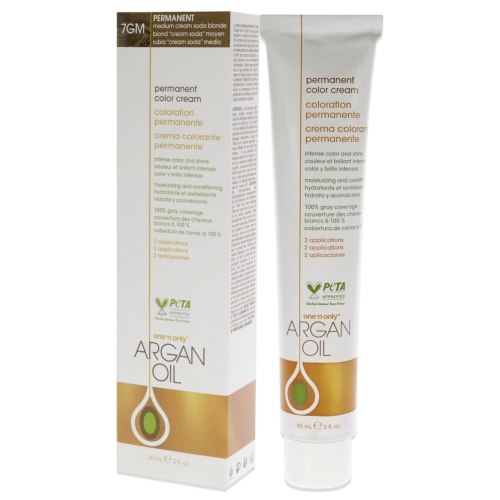 Crème de couleur permanente à l'huile d'argan - 7GM blond moyen crème de One n Only for unisexe - colorant capillaire 3&nbsp;oz